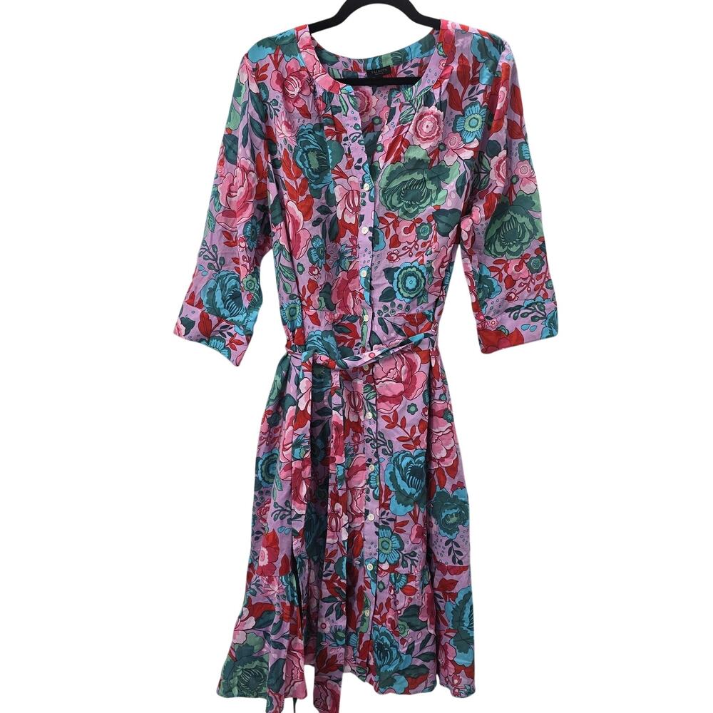 Talbots Pink Floral Shirt Midi Dress Cotton Lined Plus Petite 18W - Picture 2 of 13